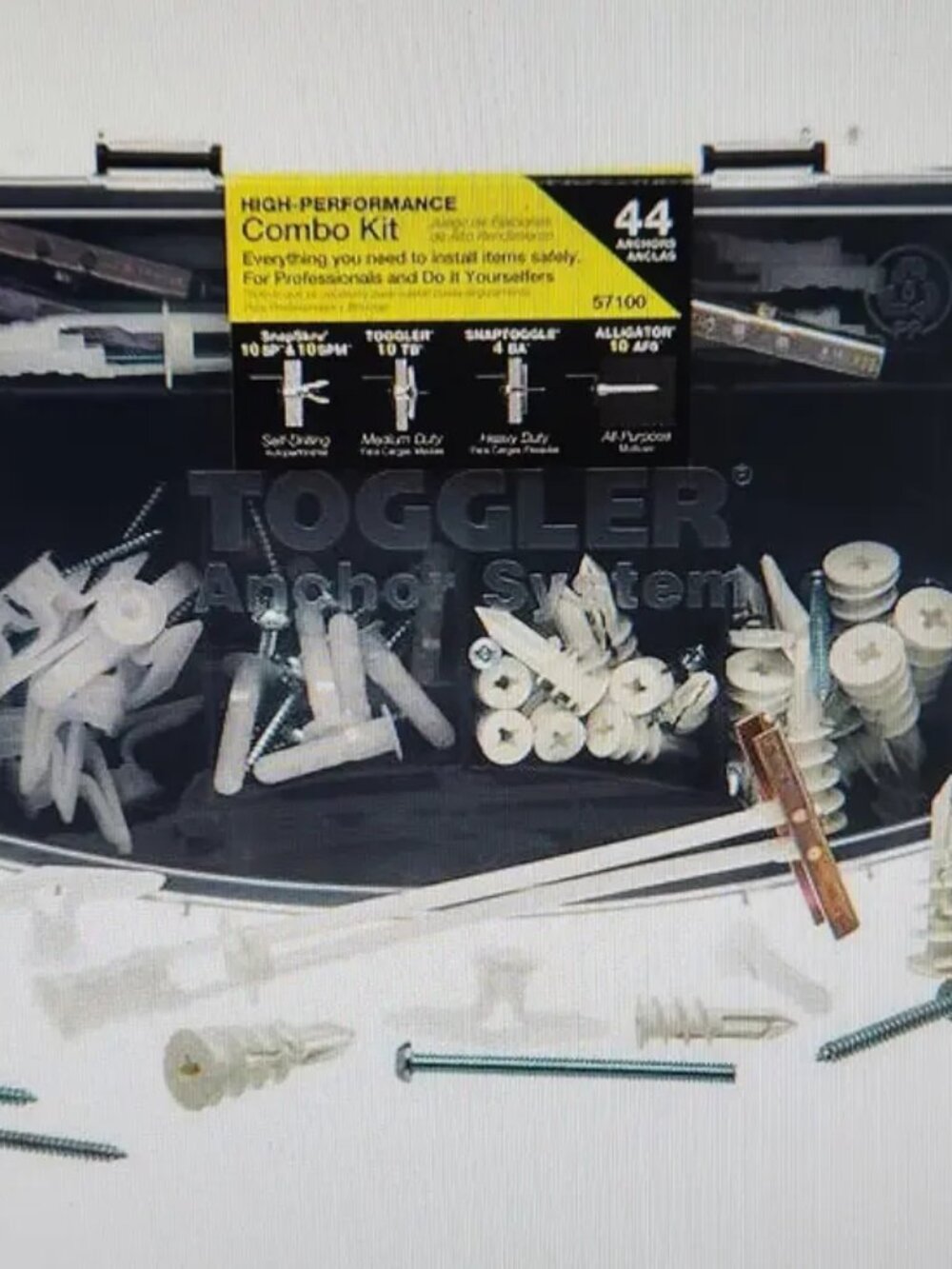 NEW Toggler 44-Piece Heavy Duty Drywall Mounting Toggle Screws Bolts Case Kit